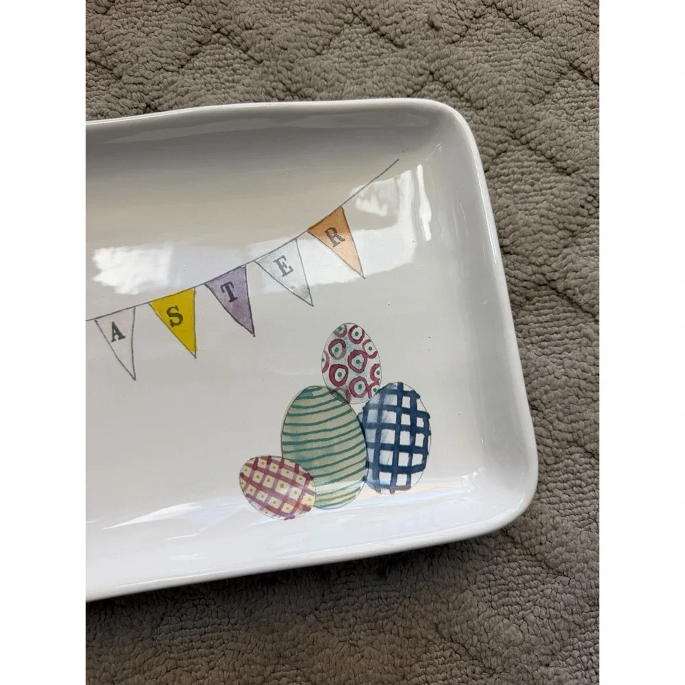 Easter Rae Dunn Happy Easter Banner Easter Eggs Serving Platter Tray